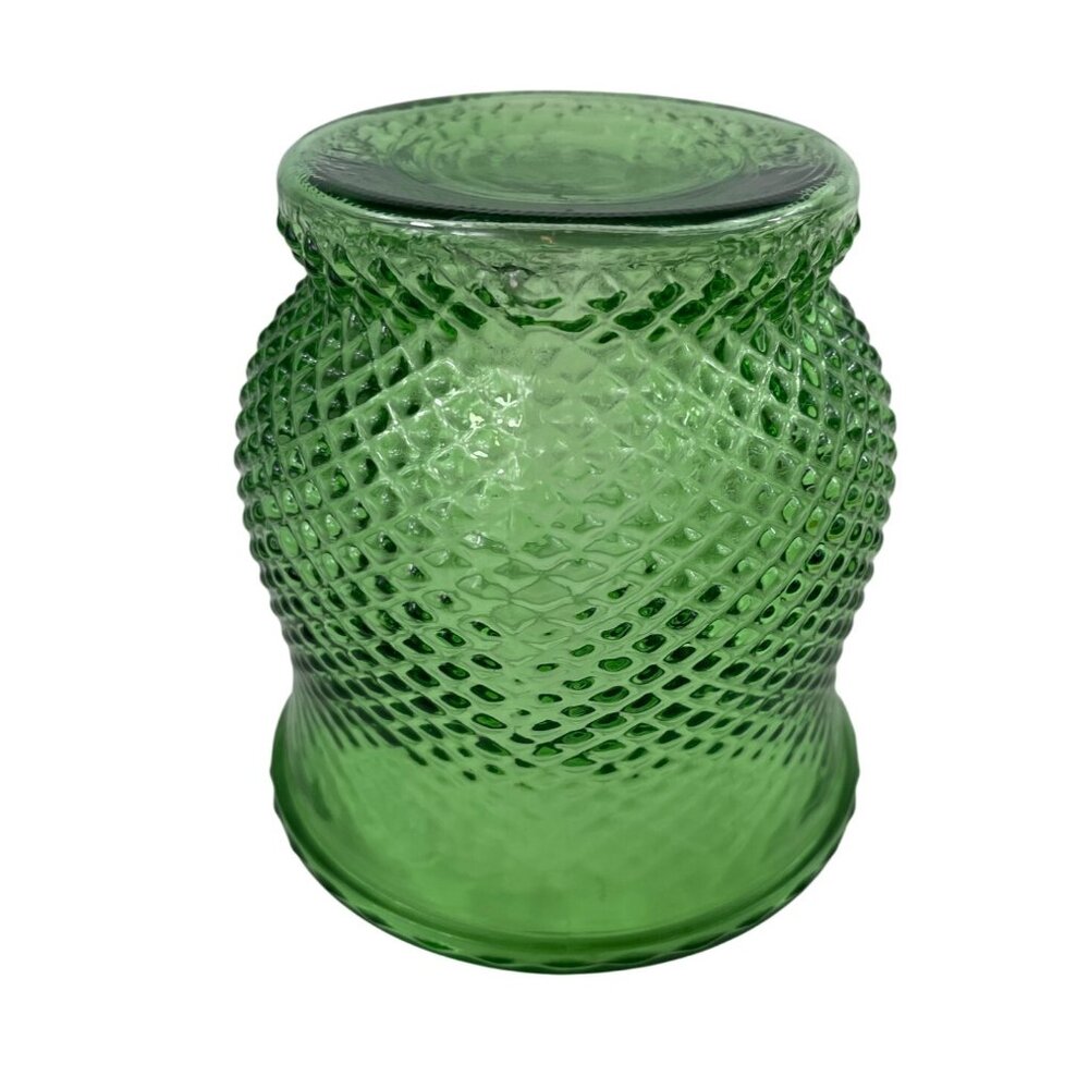 EO Brody Co 4" High Green Glass Vase Diamond Pattern - Picture 6 of 11